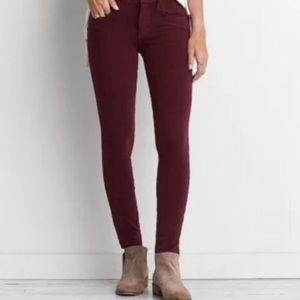 🌻HP🌻AE360 Super Stretch, High-Waisted, Burgundy Jeggings; 00Short